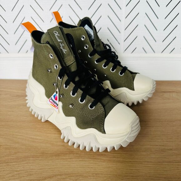 Converse Women Shoes Run Star Motion Hi Sz 7 Olive Green Chunky Sneakers A04171C - Picture 10 of 15